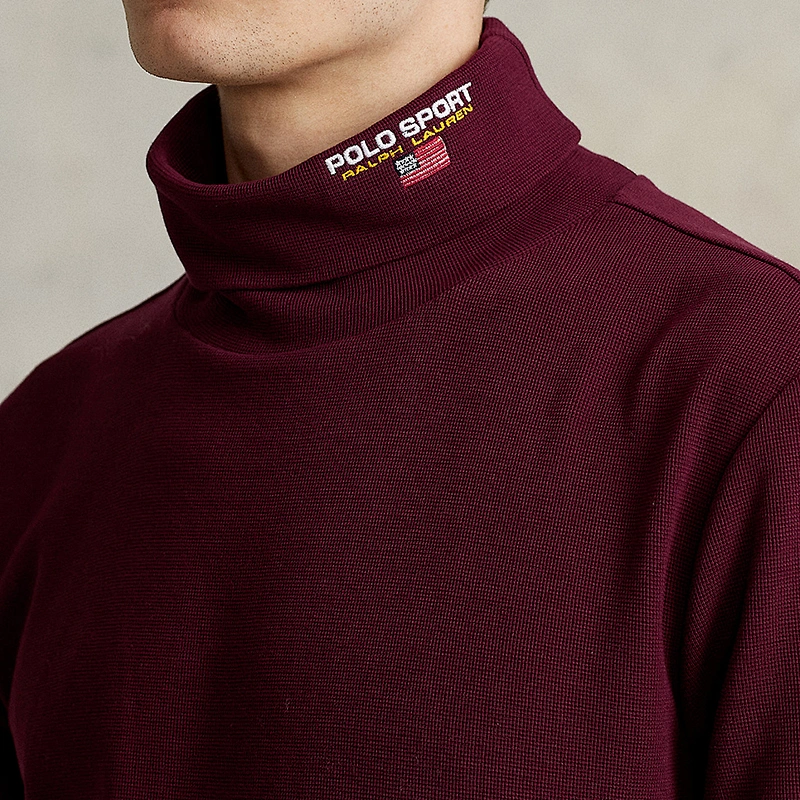 Custom Mens Basic Turtleneck Long Sleeve Solid Casual T-Shirt