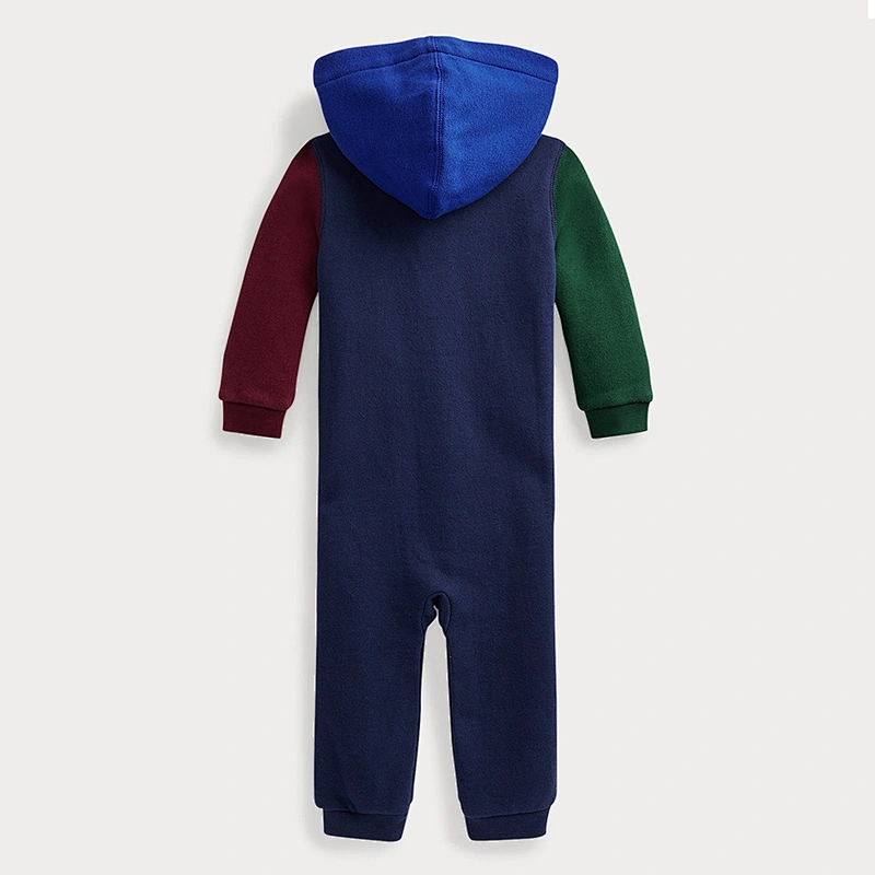 Custom  Baby and Toddler Color Block Hooded Romper