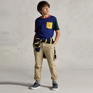 Custom Boy's Color Block Cotton T-shirt with a Pocket