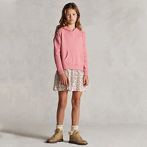 Custom Girl's Long Sleeve Ruffle Hem Casual Sweatshirt Hooded Shift Dress