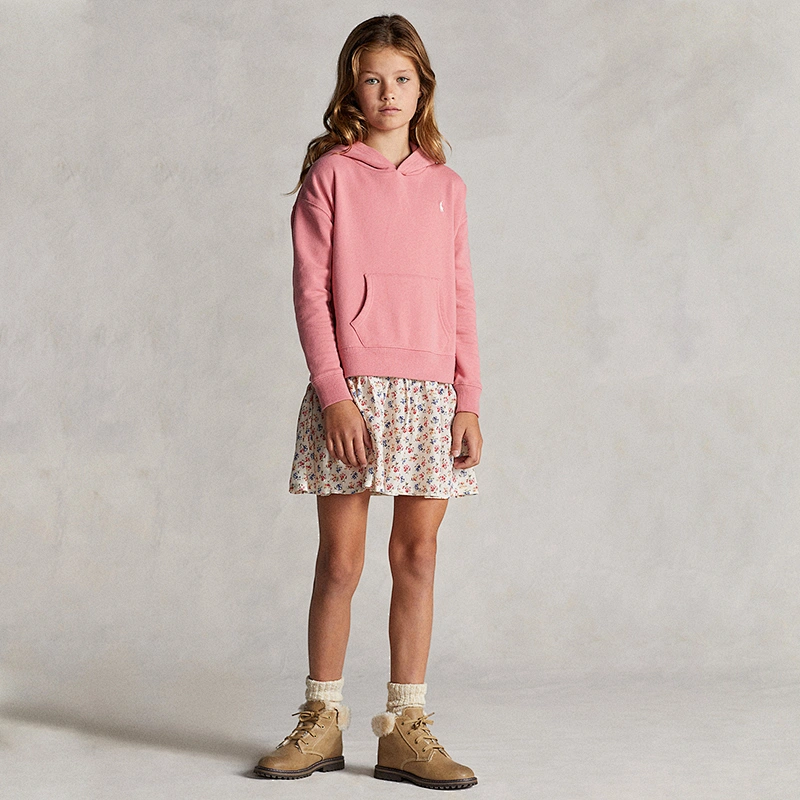Custom Girl's Long Sleeve Ruffle Hem Casual Sweatshirt Hooded Shift Dress