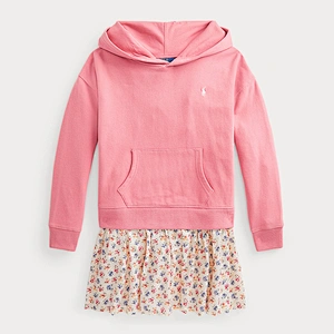 Custom Girl's Long Sleeve Ruffle Hem Casual Sweatshirt Hooded Shift Dress