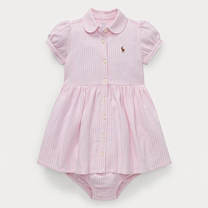 Custom Baby Girls Adorable Peter Pan Collar Striped Shirtdress & Bloomer