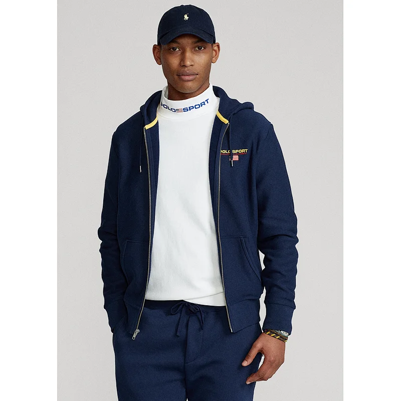 Custom Men's Lightweight Full-zip Hooded Sweatshirt with Embroidered Logo
