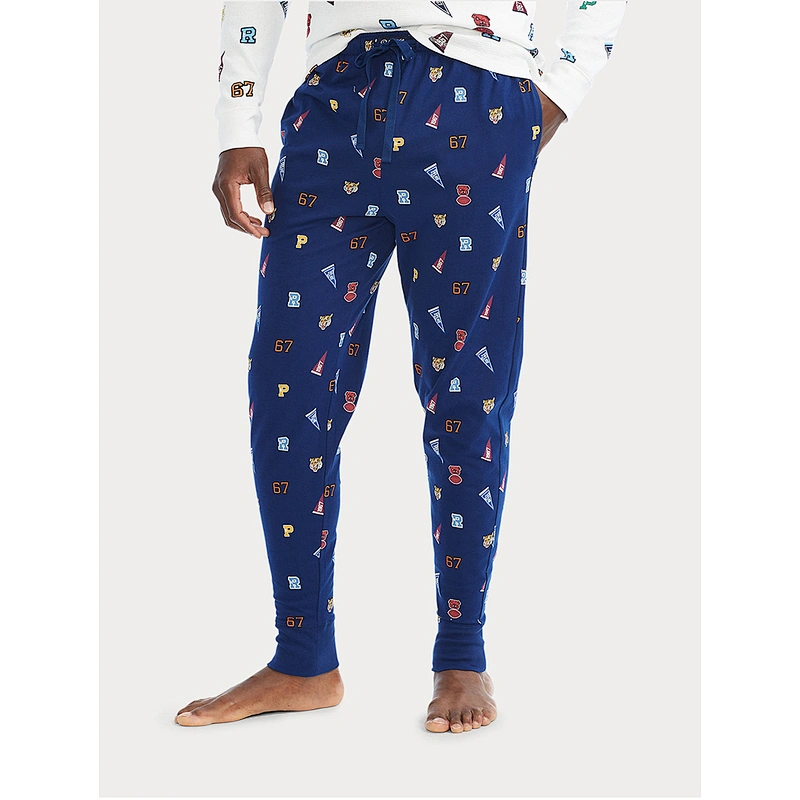 Custom Men's Cotton Printed Pajama Pants Lightweight Sports Pants with Pockets
