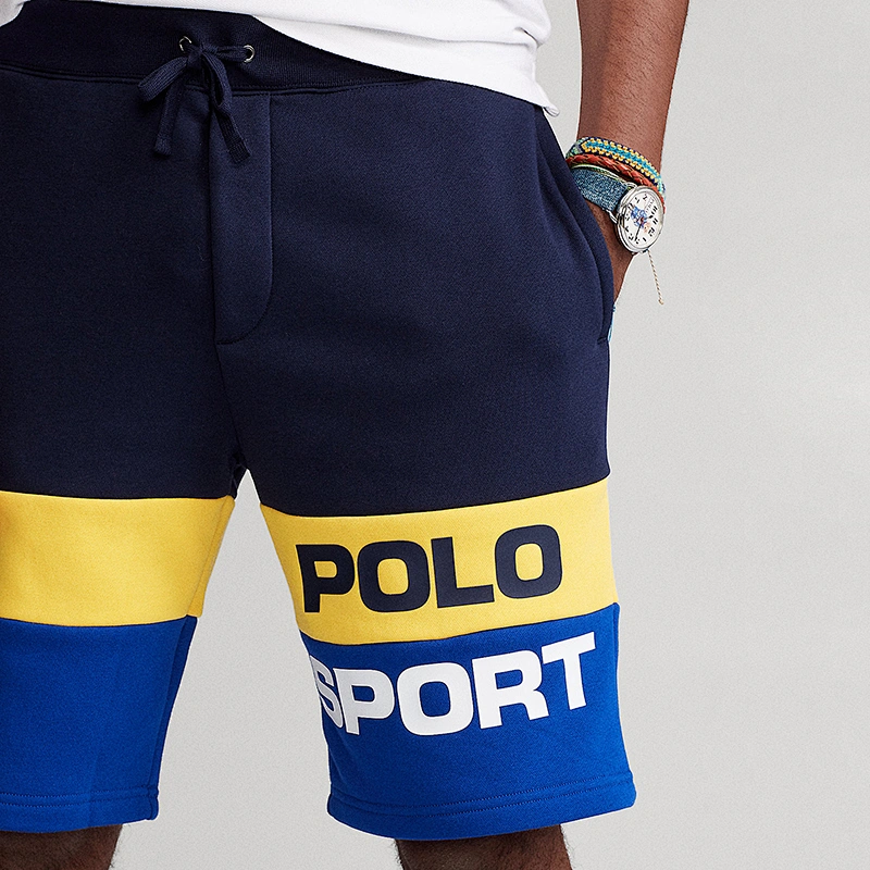 Custom Men's Color Block Elastic Waist Track Shorts with Pockets