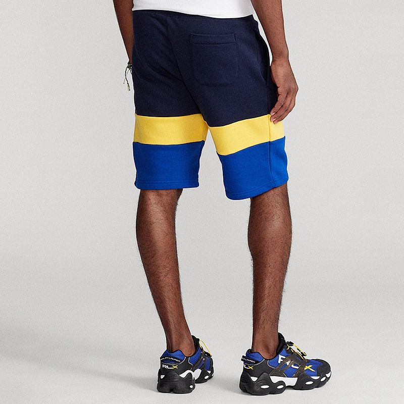 Custom Men's Color Block Elastic Waist Track Shorts with Pockets