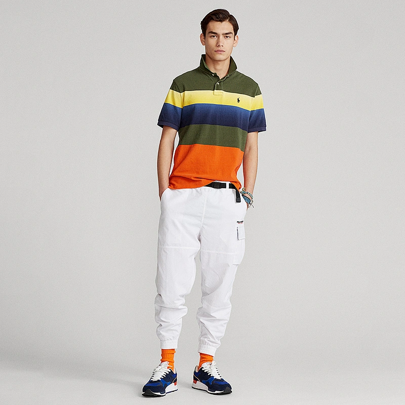 Custom Men's Short Sleeve 100% Cotton Pique Color Block Polo Shirt