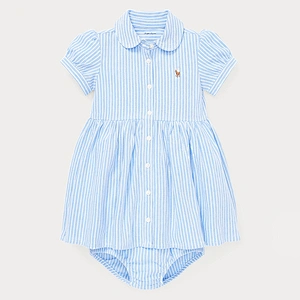 Custom Baby Girls Adorable Peter Pan Collar Striped Shirtdress & Bloomer
