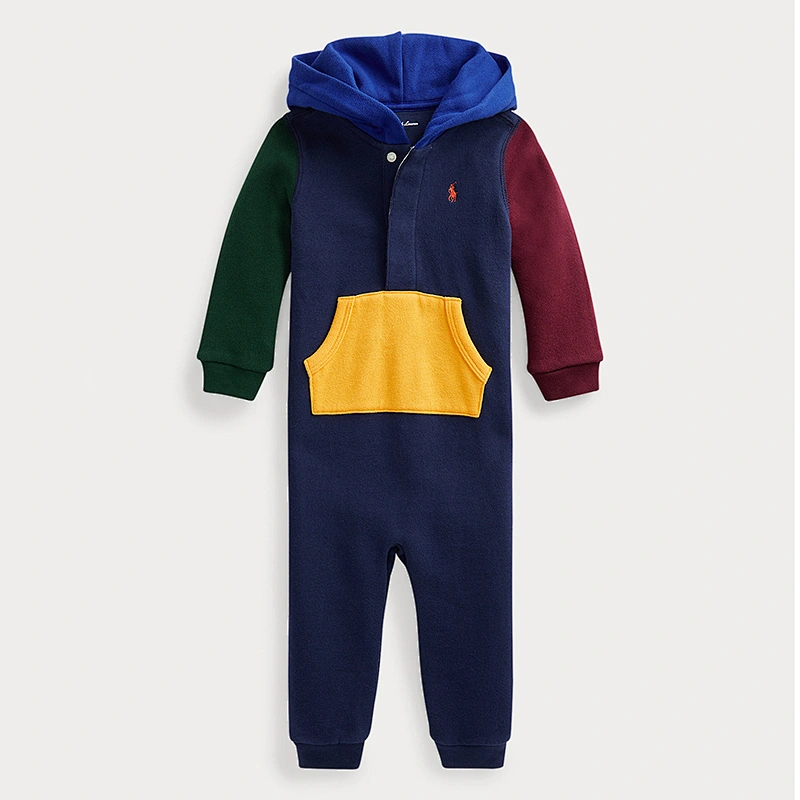 Custom  Baby and Toddler Color Block Hooded Romper
