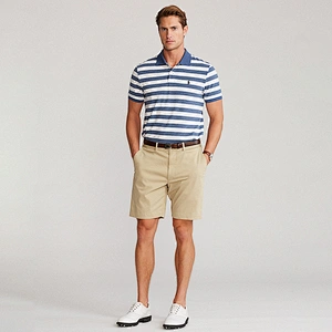 Custom Men's Striped Short Sleeve 100% Cotton Pique Stripe Polo Shirt