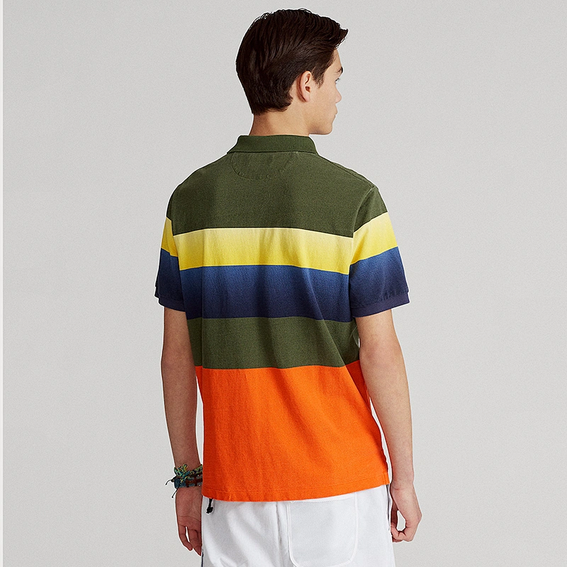 Custom Men's Short Sleeve 100% Cotton Pique Color Block Polo Shirt