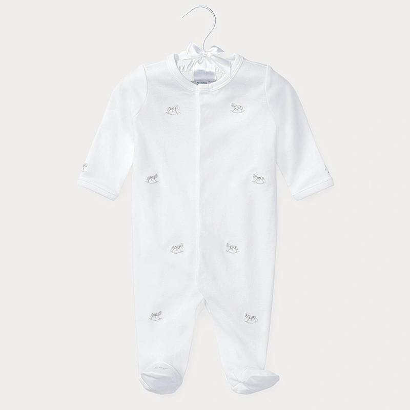 Custom Baby Boy's Long Sleeve Romper with Screen Printing Graphic