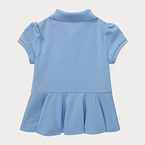 Custom Baby Girls Puff Sleeve Polo Shirt with Peplum Hem