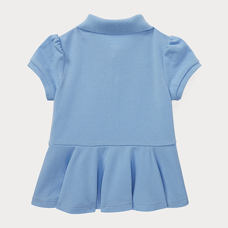 Custom Baby Girls Puff Sleeve Polo Shirt with Peplum Hem