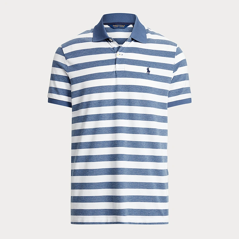 Custom Men's Striped Short Sleeve 100% Cotton Pique Stripe Polo Shirt