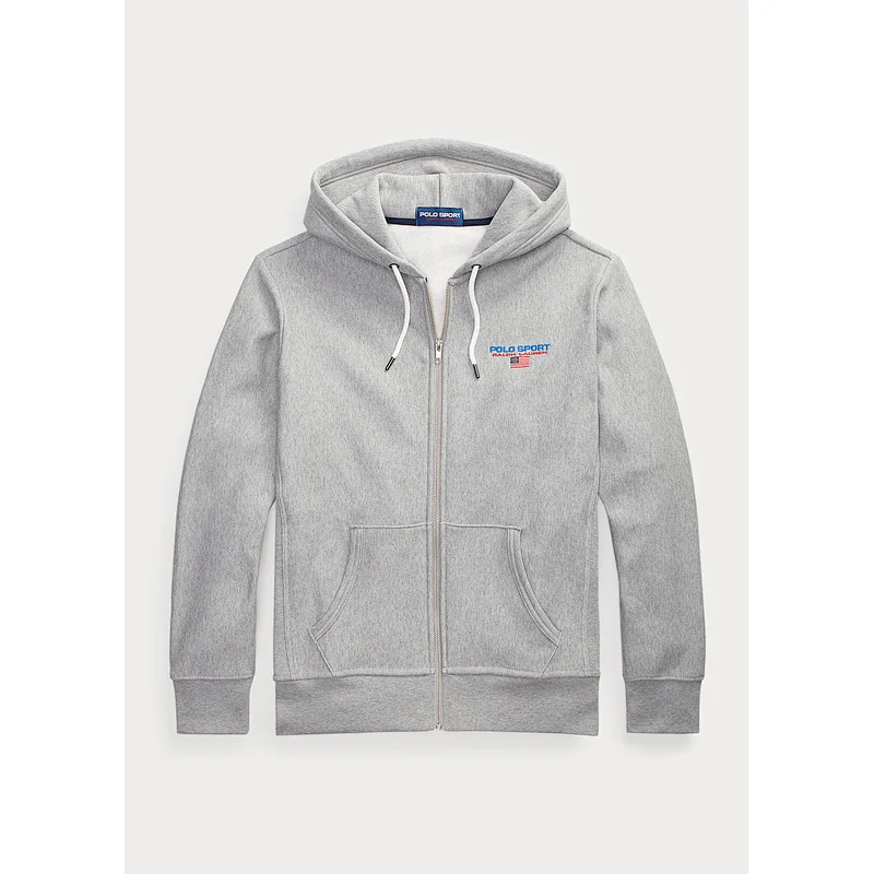 Custom Men's Lightweight Full-zip Hooded Sweatshirt with Embroidered Logo