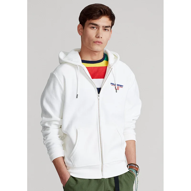 Custom Men's Lightweight Full-zip Hooded Sweatshirt with Embroidered Logo