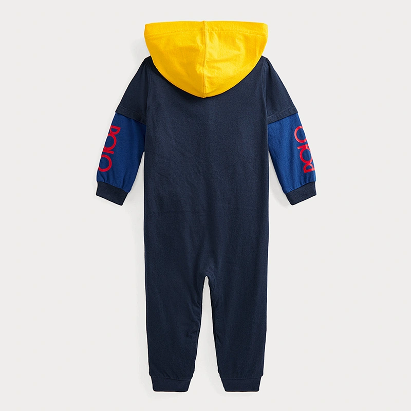 Custom  Baby and Toddler Color Block Hooded Romper