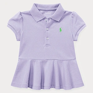 Custom Baby Girls Puff Sleeve Polo Shirt with Peplum Hem