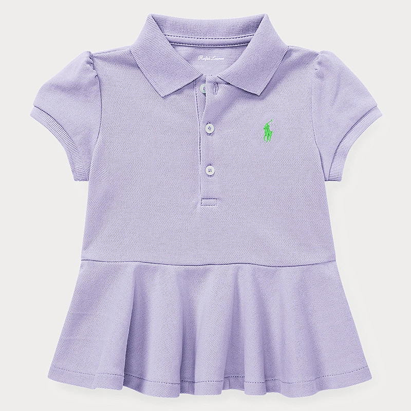 Custom Baby Girls Puff Sleeve Polo Shirt with Peplum Hem