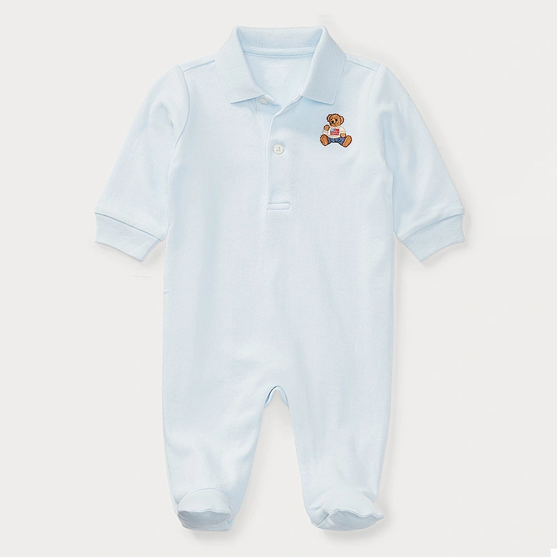 Custom Baby Boy's Long Sleeve Romper with Screen Printing Graphic