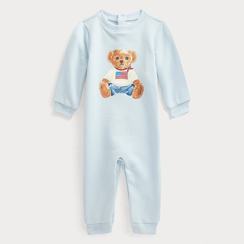 Custom Baby Boy's Long Sleeve Romper with Screen Printing Graphic