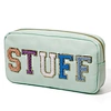 Embroidered nylon cosmetic bag