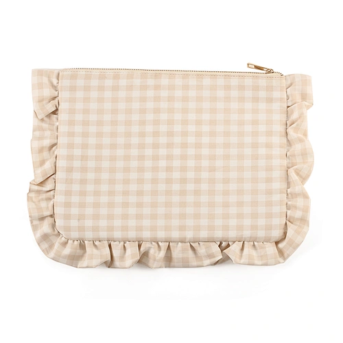 Checkered cloth cosmetic bag