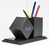 USB Rechargeable Voice Control Wooden Pen Holder LED Alarm Clock