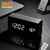 Newest Natural Eco-friendly Double LED MDF Wooden LED Digital Alarm Clock