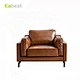 Light Luxury Living Room Full Leather Sofa Based On Stainless Steel Metal Style With High Elastic Cushion