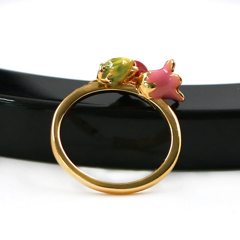 Original Design flower seed enamel gold plated brass ring jewelry
