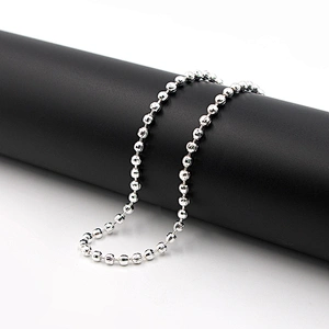 Minimalism Silver Plated Bead Brass Chain