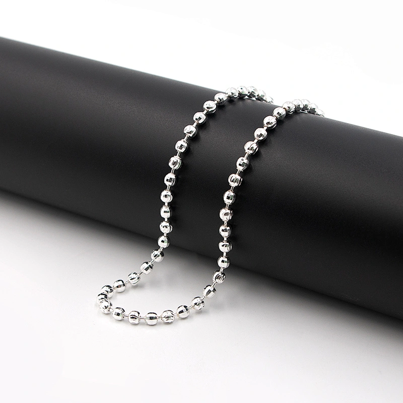 Minimalism Silver Plated Bead Brass Chain