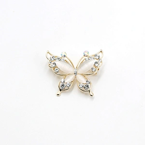 Delicate Butterfly Brooch with Opal and Crystal