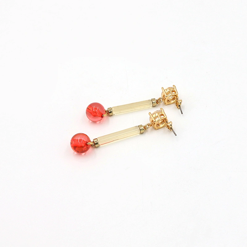 Trendy Jewelry Bead Dangle Earrings CZ Gold Plated Fashion Custom Earring Women