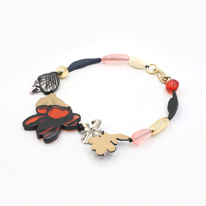 Eco-Friendly Mulitcolor Acetate Flower Necklace