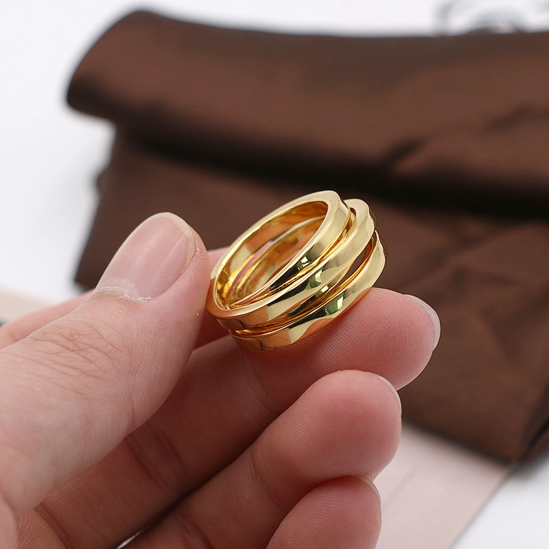 Fresh design 18K gold plated multi layer spiral ring