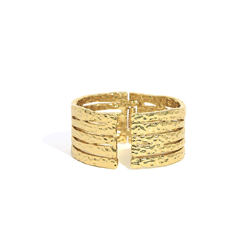 Fashion Design Gold Plated Brass Chunky Multi Layer Hiphop Cuff Bangle Bracelet