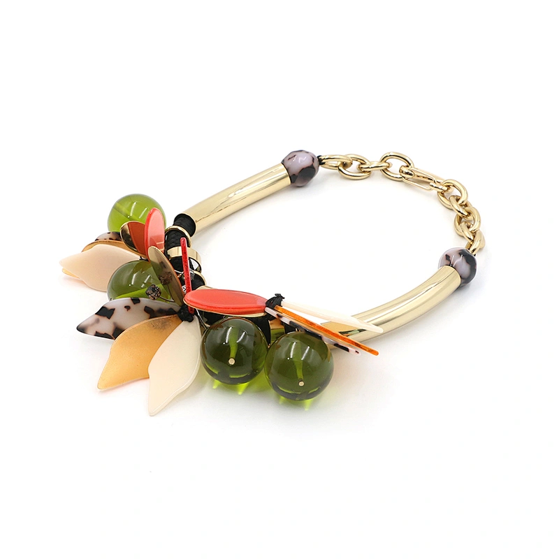 Green Grape Multicolor Leaves Necklace