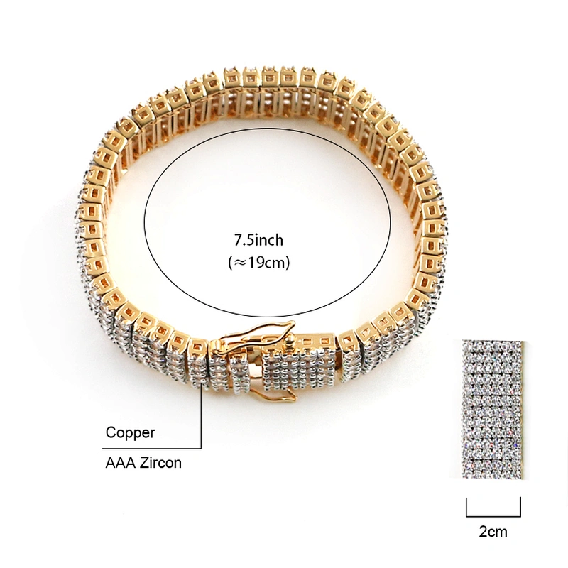 Hit-Hop Style Jewelry Brass CZ shiny Bracelet with Gold Plated