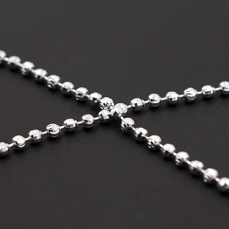 Minimalism Silver Plated Bead Brass Chain