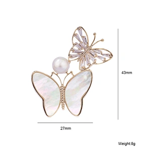 Delicate Butterfly Brooch with Opal and Crystal