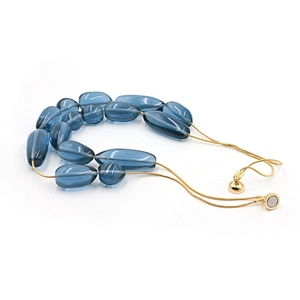 Fashion Blue Double Layers Resin Irregular Shape Necklace