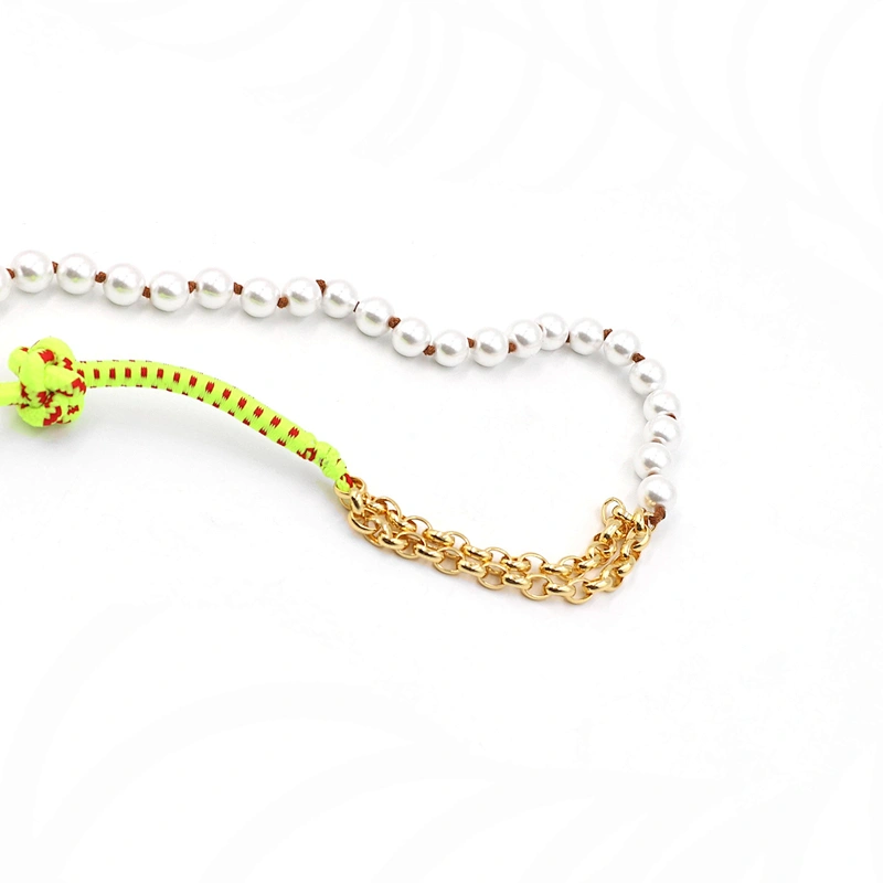 Fashion Custom Pearl Nylon Cord Brass Chain