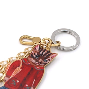 Fashion Design Key Ring with Cat Pendant by Handmade