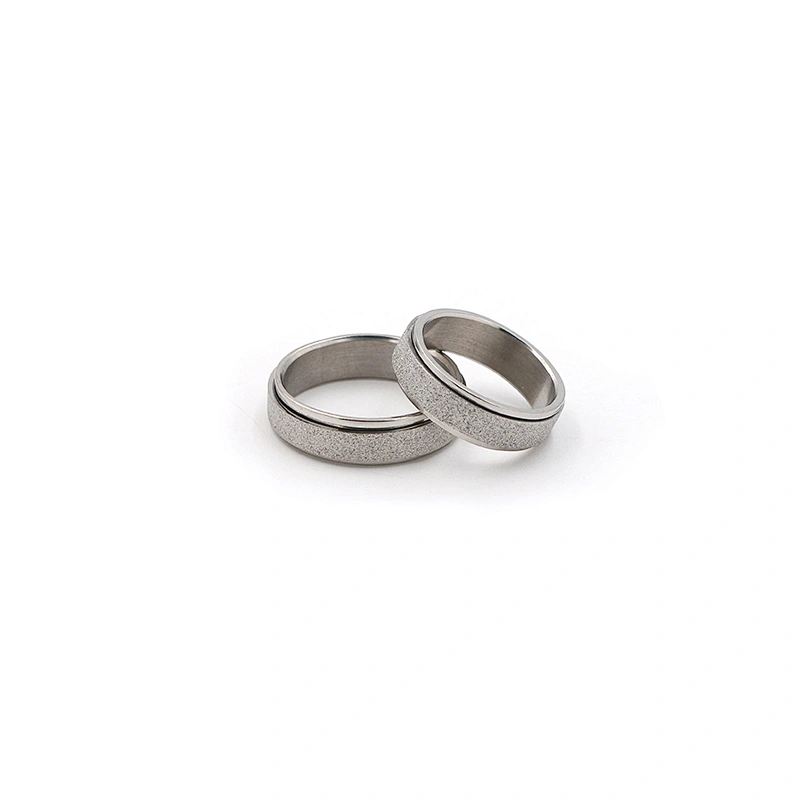 Custom silver plated matte stainless steel men anxiety ring