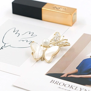 Delicate Butterfly Brooch with Opal and Crystal