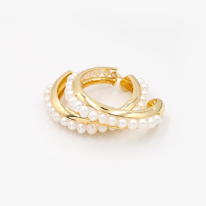 OEM Custom Hoop Pearl Earrings China Factory Jewelry Gold Plated